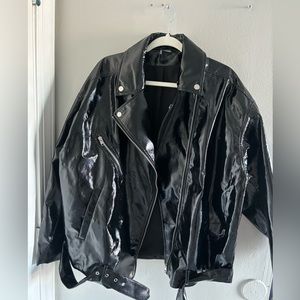 Black biker jacket, oversized